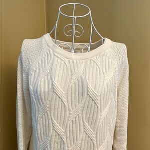 Elegant White Cable Knit Sweater